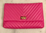 Pink quilted clutch