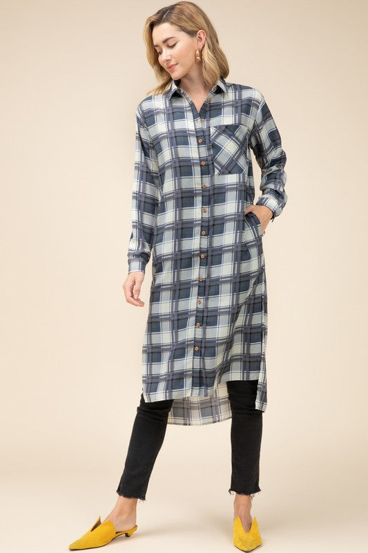 Entro fall charcoal plaid duster